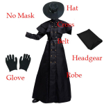 Halloweeni katkupatsient Cosplay Kapuutsiga R&uuml;&uuml; Keskaegne Steampunk Preester V&otilde;lur Mantel Keep Pika Ninanokaga Nahkmaskidega S black
