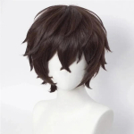 Kvaliteetne Dazai Osamu Cosplay Parukas Anime Bungo Stray Dogs Cosplay L&uuml;hike Pruun kuumakindel s&uuml;nteetiline juuksepikendus One Size black