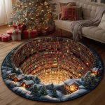 3D Spiraaltrepi Vaip, Raamatukogu Illusioon &Uuml;mmargune Vaip, Pehme Libisemisvastane Kirjanduslik Dekoor &Otilde;ppetoa, Lugemistoa jaoks 120x120cm