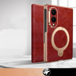 Samsung Galaxy Z Fold8 Fold 8 jaoks Lai Ultra Ehtne Nahast Klapp&uuml;mbris Retro &Otilde;livaha Luksuslik Veisenaha Jalgtelefonikate Fold8 jaoks Galaxy Z Fold8 punane