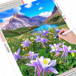 Teemantmaal Lilla lill T&auml;isringikujuline teemanttikandid Tikkige ise 5D teemantmaal 20*30 cm