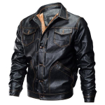 Meeste mantel Mootorratta nahast nahkriided Nahkjakk Veekindel mantel XS(With Fleece) must