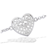 Les Tr&eacute;sors De Lily [H2661] - Bracelet Argent 'Love' argent&eacute; (rhodi&eacute;) - 13x13 mm h&otilde;be