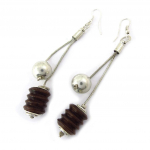 Les Tr&eacute;sors De Lily [K2825] - Boucles Cr&eacute;ateur 'Kilimanjaro' bois argent&eacute; pruun