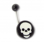 Les Tr&eacute;sors De Lily [K3303] - Body Piercing 'T&ecirc;te de Mort' noir blanc must