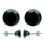 Les Tr&eacute;sors De Lily [L6317] - Boucles argent 'Essentiel' noir argent&eacute; (rhodi&eacute;) - 8 mm must
