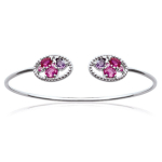 Les Tr&eacute;sors De Lily [N1798] - Avatud h&otilde;bedane k&auml;ev&otilde;ru 'Sissi' roosa lilla h&otilde;bedane (roodiumiga kaetud) - 56 mm 13x10 mm h&otilde;be