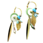 Les Tr&eacute;sors De Lily [Q1315] - Kuldrohelised  Acapulco  disaink&otilde;rvar&otilde;ngad - 30x20 mm 70x19 mm roheline