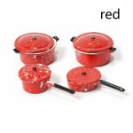 Miniatuurne nukumaja 1:12 minipotikomplekt isetegemine nukumaja k&ouml;&ouml;gim&ouml;&ouml;bel aksessuaarid punane h&otilde;bedane supp praadimispann Dropshipping punane