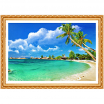 5D Teemantmaal Stitch Merevaade Tikand Scenic Crystal Round Teemantpildid N&auml;put&ouml;&ouml; 20X30CM