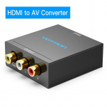 Ventilatsiooni HDMI-AV-muundur HDMI-RCA CVBS L/R videoadapter 1080P HDMI-l&uuml;liti mini-USB-toitekaabliga telerikarbi jaoks AV HDMI HDMI to AV Converter must