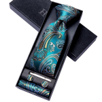 Hi-Tie meeste roheline Paisley siidist lips kinkekarbis kaelaside, k&auml;epideme mansetin&ouml;&ouml;bid lipsuklamber N-3200