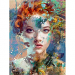 Teemantmaaling Naine Lill Teemanttikandid Ristpistem&uuml;&uuml;k Portree Teemantmosaiik N&auml;put&ouml;&ouml; Dekoor koduks Full Round 20X30CM
