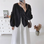 Johnature s&uuml;gistikandid linane vintage lahtised naiste jakid laternaga varrukas &uuml;hev&auml;rvilised &uuml;herealised mantlid One Size valge