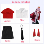 5tk Komplektid Anime Mootorsaag Mees Power Makima Cosplay Kost&uuml;&uuml;m Parukas Punane Jope Sarved Juukseklambrid Kontaktid Halloweeni peor&otilde;ivad naistele XS&ChainsawMan
