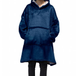 Talvine soe &uuml;lisuur paksust fliisist hiiglaslikud kapuutsid, pikad kampsunid flanellist naiste kapuutsiga pullover ONE SIZE tumesinine v&auml;rv
