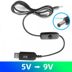 Fonken 5V kuni 9V/12V USB-konversioonikaabel Toitepanga &uuml;hendus ruuteri &uuml;henduskaabli v&otilde;imenduskaabel koos l&uuml;litiga toitev&otilde;imendusliiniga 5V to 9V must