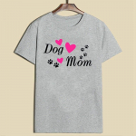 ZIMOXUAN Dog Mom Paw Print Suvine Naiste puuvillane l&uuml;hikeste varrukatega T-s&auml;rk Mommy Tee Tops S valge