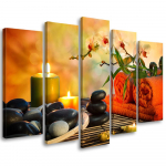 Viieosalise pildiga l&otilde;uenditr&uuml;kk Stones Zen Flower 100x70 oranž