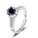 Bague Ringen Real 1 kat &uuml;mmargune VVS D Moissanite teemants&otilde;rmus naistele S925 Sterling h&otilde;be ehted Kuue k&uuml;&uuml;nega avanevad reguleeritavad r&otilde;ngad 1ct adjustable sinine