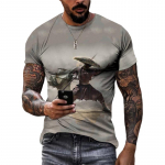 Suvised trendikad mehed Lahe isiksus Warrior graafilised t-s&auml;rgid Mood vabaaja 3D hiphop t&auml;navastiilis tr&uuml;kitud &uuml;markaelusega s&auml;rgid topid L