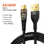 Toocki 6A 66W USB-t&uuml;&uuml;pi C kaabli juhe Samsung Huawei Xiaomi Poco f3 mobiiltelefonile kiirlaadimiskaabel C-t&uuml;&uuml;pi juhe Andmed USB C A-C 1M must
