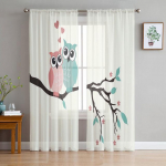 &Ouml;&ouml;kulli lillepuu tumesinise mustriga armsad l&auml;bipaistvad kardinad elutoa jaoks magamistoa kaunistamiseks akna h&auml;&auml;led hommikune t&uuml;llkardin 1 PCS W150XH250cm