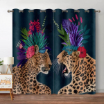 Leopard pimendavad kardinad Metsloomade kardinad Elutuba Magamistuba Troopilised taimed Aknakatted Parempoolne Kahepoolne avatud kardinad W53.5 X H114cm X 2