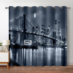 New Yorgi kardin elutoa jaoks Luksuslikud pilvel&otilde;hkujad Aknakardinad Sild ja tornid P&auml;ikeseloojanguvaatega Pimendavad aknakatted W53.5 X H114cm X 2