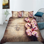 3D Lillede Seeria Voodipesukomplekt Lillemustriga Tekikott Padjap&uuml;&uuml;r 2 v&otilde;i 3 Osaline Mikrokiudkangas Pehme ja Mugav Kodukaunistus UK Single 135x200cm