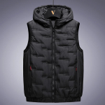 Talvine kapuutsiga vest meeste plisseeritud t&auml;ispolsterdatud vest tuulekindel soe varrukateta jakk Homme vabaaja vest paks parkas M must