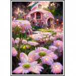 Uus 5D DIY Teemantmaaling Unistuste maastik Rhinestone Mosaiic Roosa Daisy Lilleaed Teemanttikandid Ristpistes Full Round 20x30CM