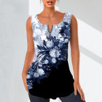 Naiste moodsad V-kaelusega s&auml;rgid vabaaja topid Naiste T-s&auml;rgid, 3D, kaunis lilleprinteriga vest, suures suuruses varrukateta pluus, mantlid XS sinine