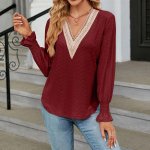 Naiste vabaaja avar pluus triibuline naiste topid Mood pikkade varrukatega V kaelusega naiste s&auml;rgid 2023 Kontorir&otilde;ivad 28420 S roosa