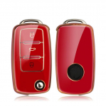 Kuldse servaga TPU-auto klappv&otilde;tme korpuse kattekarp Volkswagen VW Polo Golf Passat Tiguan Beetle Caddy T5 Up Eos Skoda Octavia Seat Leon Altea jaoks must