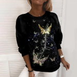 S&uuml;gisene naiste uus 3D kampsun T-s&auml;rk Pullover Pikkade varrukatega Gradient Butterfly Pony Harajuku Stiilis Suured Avarad Riided 5XL