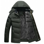 Meeste talvine paks soe kapuutsiga mantel vabaaja jope lukuga Slim Fit kapuutsiga v&auml;lisriided suures suuruses mantel XL must