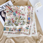 Moodne Bandana puuvillane kaelasall Naiste luksuslik lillemustriga sallid taskur&auml;tik ruudukujuline peapael 68x68cm elevandiluuvalge