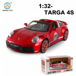 1/32 Scale Targa 4S 911 Diecast automudeli m&auml;nguasi, tagasit&otilde;mmatav m&auml;nguasi koos heli ja valgusega lastele v&auml;ikelastele poistele t&uuml;drukutele m&otilde;eldud kingituste kollektsioon 1/32-15.5x6.5x4cm punane