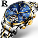 ONTHEEDGE Multifunktsionaalne mark Solid roostevabast terasest meeste Tourbillon automaatne mehaaniline k&auml;ekell
