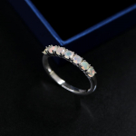 Simple Natural Opal v&auml;ike s&otilde;rmus 7tk &uuml;mmargune 3mm kalliskividest naiste peened ehted 925 Sterling h&otilde;be elegantne kingitus t&uuml;drukutele 2024 us ring size 5# valge