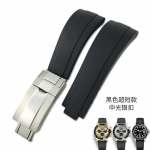 20 mm kvaliteetsest kummist kellarihm Role Daytona GMT Submariner GMT OYSTERFLEX must k&auml;ev&otilde;ru veekindel kellarihm Black ultra-short 20mm with logo&rose clasp