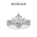 MODIAN Solid 925 Sterling Silver Line Crown S&auml;ravad komplektid S&otilde;rmus Reguleeritava suurusega 5-8 S&otilde;rmused naistele Pulmakihlus peened ehted h&otilde;be