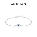 MODIAN 925 Sterling Silver &Otilde;rn Lucky Blue Eye Reguleeritav k&auml;ev&otilde;ru Lihtne ketil&uuml;li naistele Sillutusseade CZ Fine Jewelry h&otilde;be