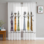 Aafrika naiste l&auml;bipaistvad kardinad elutuppa Magamistoa t&uuml;llkardinad K&ouml;&ouml;gi akende hooldused Paneelkatted 135W x 114H(cm)x2