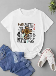 (Aasia suurus) Naiste Leopard Flower Trend 90ndate l&uuml;hikeste varrukatega mood T-s&auml;rgid, prinditud naiste vabaaja T-s&auml;rk Naiste graafilised T-s&auml;rgid S