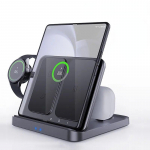 3-in-1 juhtmevaba laadimisjaama alus, kokkupandav kiirlaadimispunkt Samsung Galaxy S23 S22 21 Flip 5 4 Z Fold Watch 5 4 Active Buds jaoks must