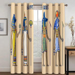 2 t&uuml;kki B&ouml;&ouml;mi kardinaid Egiptuse Aafrika rahvuslikud omadused Tr&uuml;kitud kardinad magamistoale elutoa aknavarda tasku W50xH130(CM)x2PCS-Rod pocket