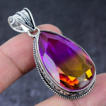 Natural Bi-Color Tourmaline Handmade 925 Sterling Silver Gift Pendant 2.17 a7k85