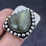 Natural Labradorite Gemstone Handmade 925 Steling Silver Gift Ring Size 7 n4d58